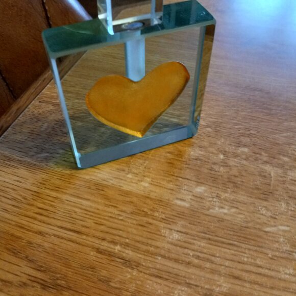 FELT GLASS Jeffery Andrews Studios 23k Gold Leaf Heart Crystal Perfume Bottle - Picture 2 of 4